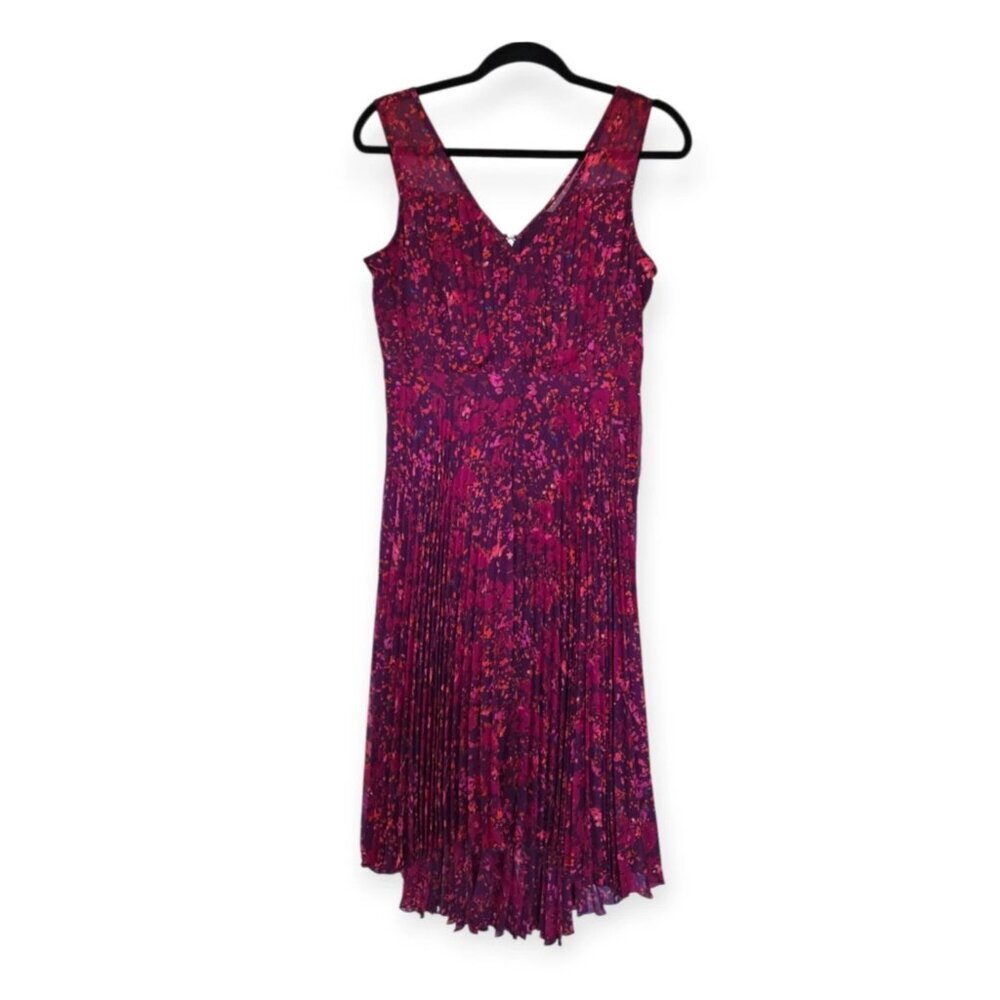 ANTHROPOLOGIE PLENTY BY TRACY REESE Evanthe Pleated Floral Hi-Low Dress Size 8 - Picture 3 of 12